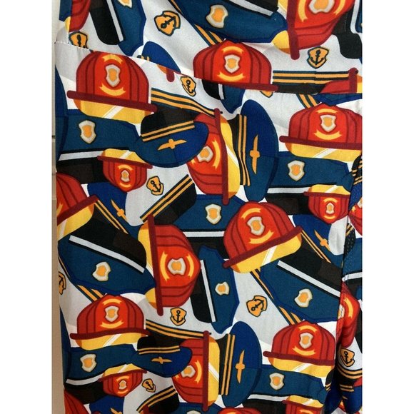 LuLaRoe TC Tall Curvy Fire Fighter Leggings Helmet Fireman - Picture 3 of 7
